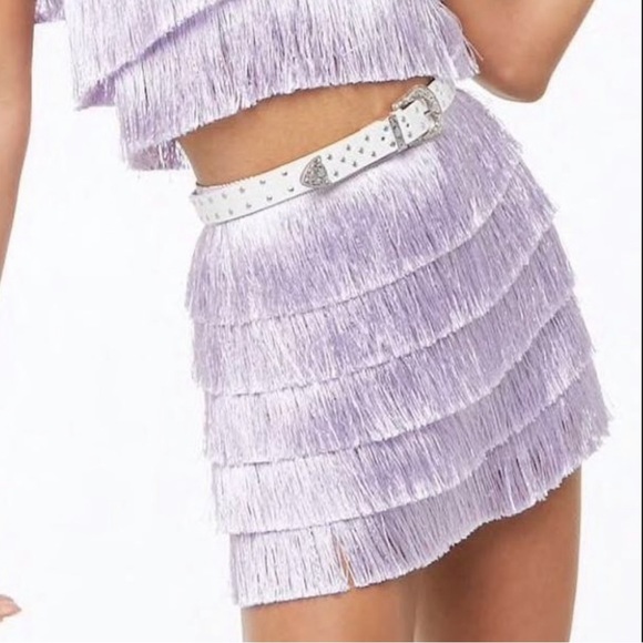 Forever 21 Dresses & Skirts - Purple Fringe Mini Skirt